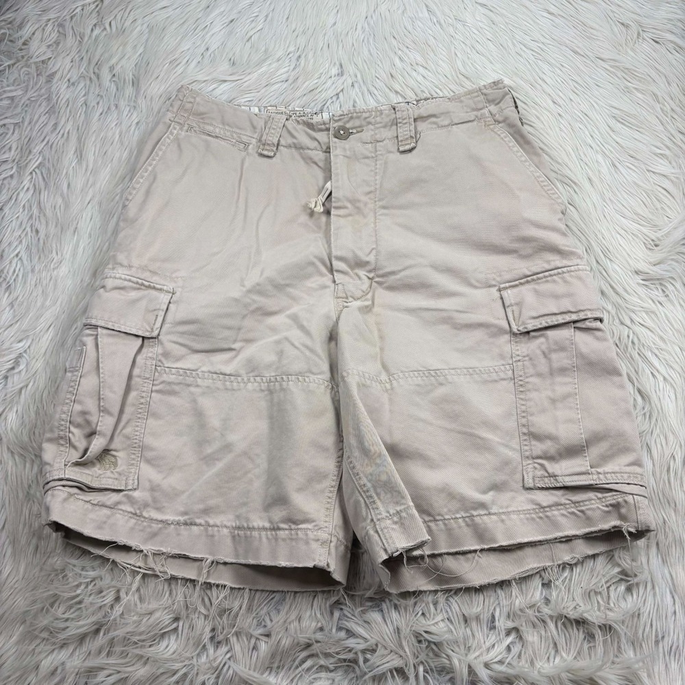 Vintage Y2K Abercrombie & Fitch Men's 33 Beige‎ Heavy Cargo Short Paratrooper